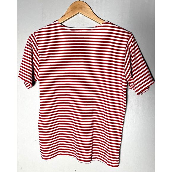 Vintage 90's Needle & Thread Striped Snap Neck Tee Women's Medium - Picture 2 of 5